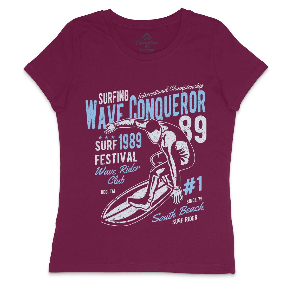 Wave Conqueror Womens Crew Neck T-Shirt Surf A195