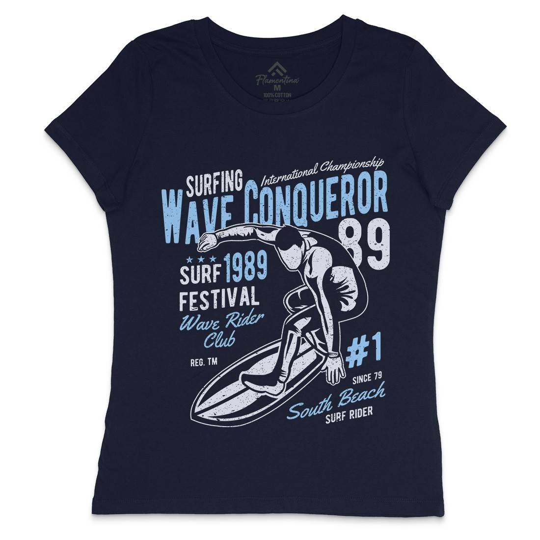 Wave Conqueror Womens Crew Neck T-Shirt Surf A195