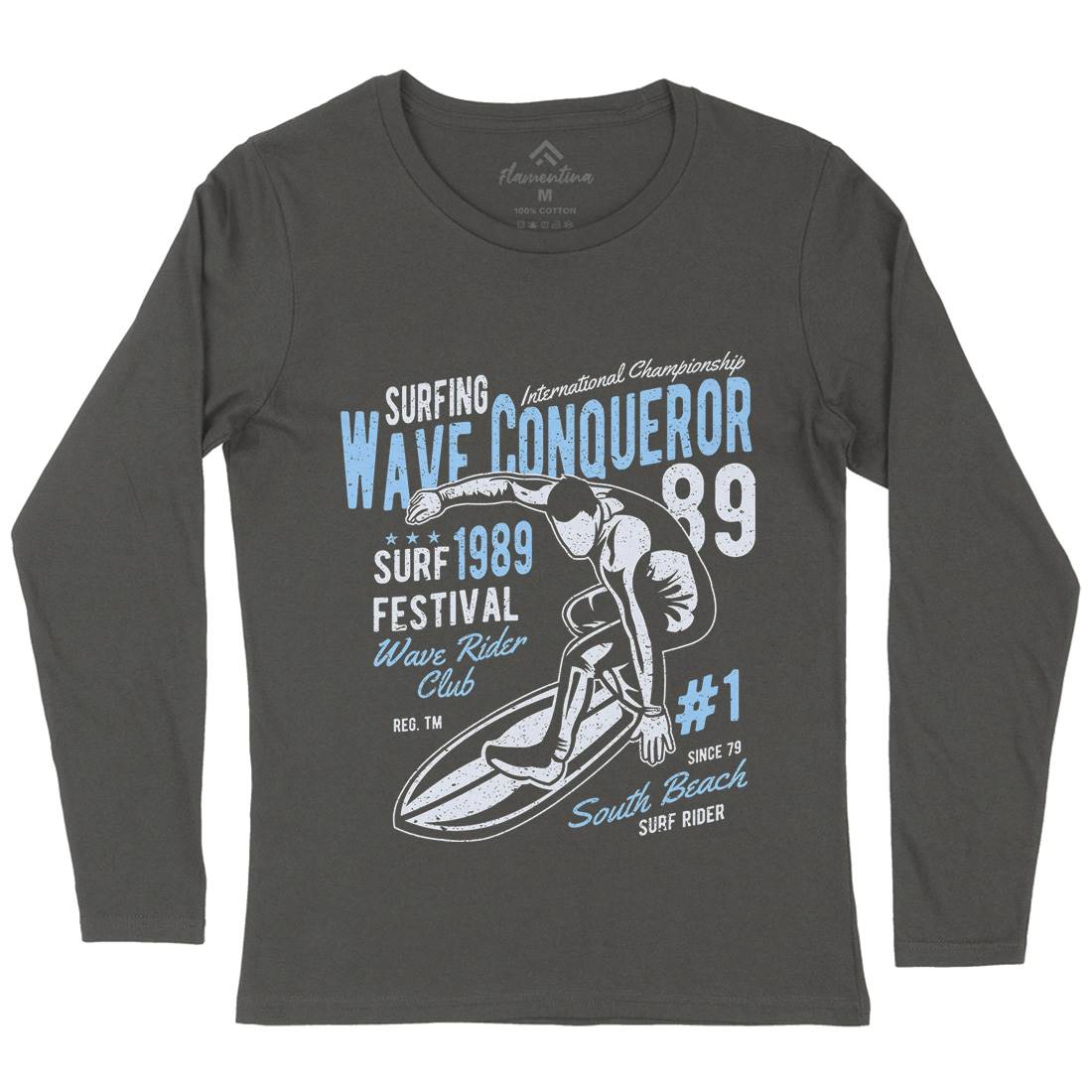 Wave Conqueror Womens Long Sleeve T-Shirt Surf A195