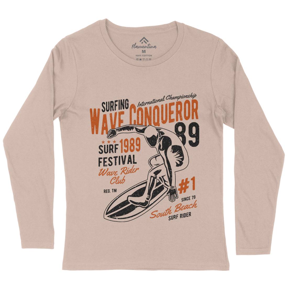 Wave Conqueror Womens Long Sleeve T-Shirt Surf A195
