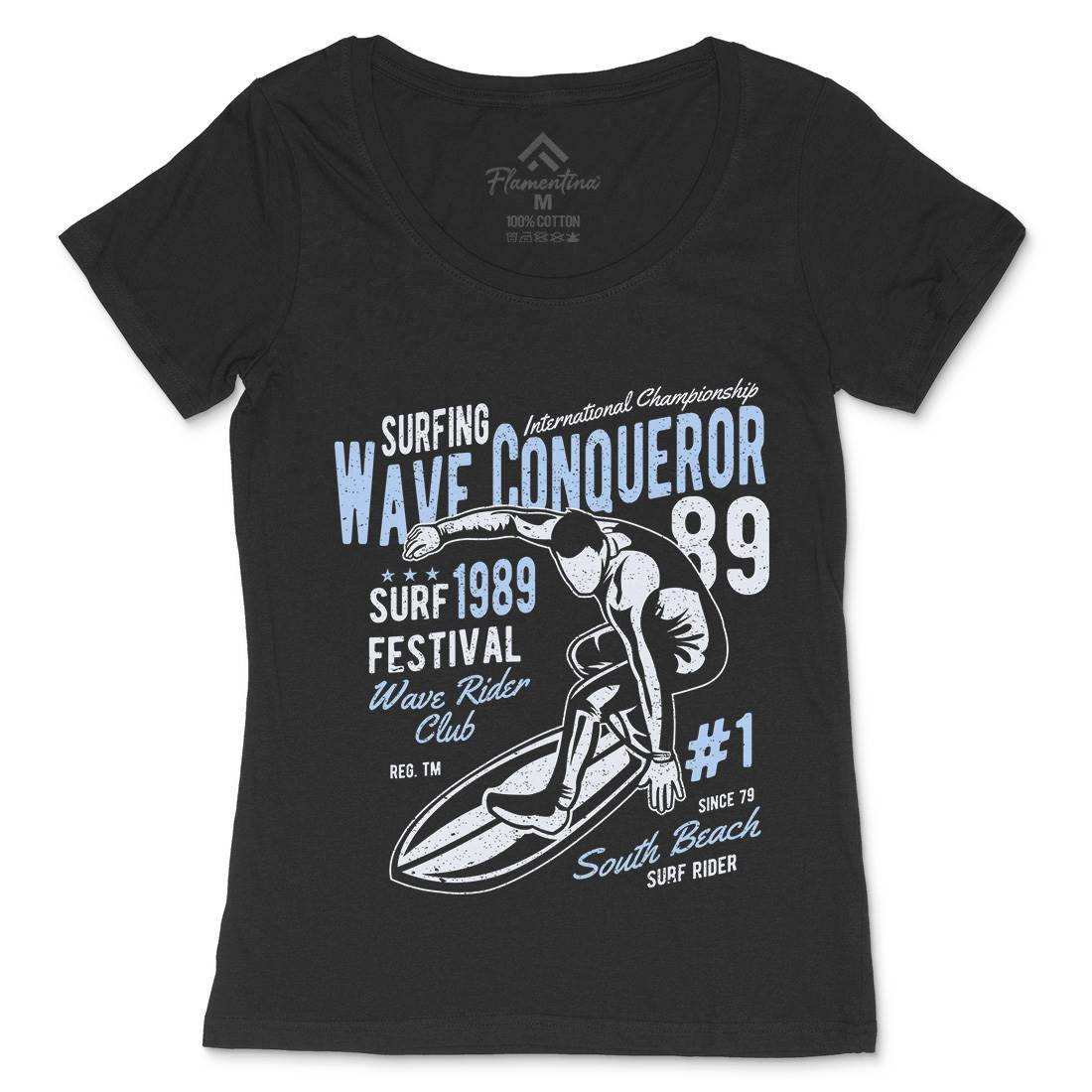 Wave Conqueror Womens Scoop Neck T-Shirt Surf A195