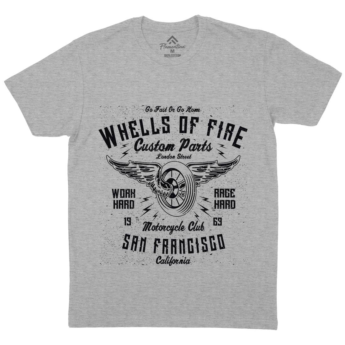 Wheels Of Fire Mens Organic Crew Neck T-Shirt Motorcycles A196