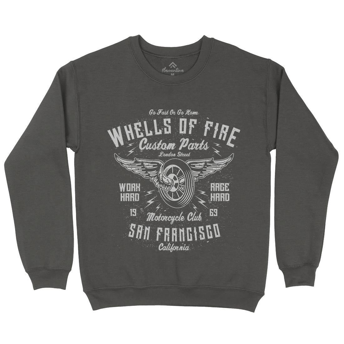 Wheels Of Fire Kids Crew Neck Sweatshirt Motorcycles A196