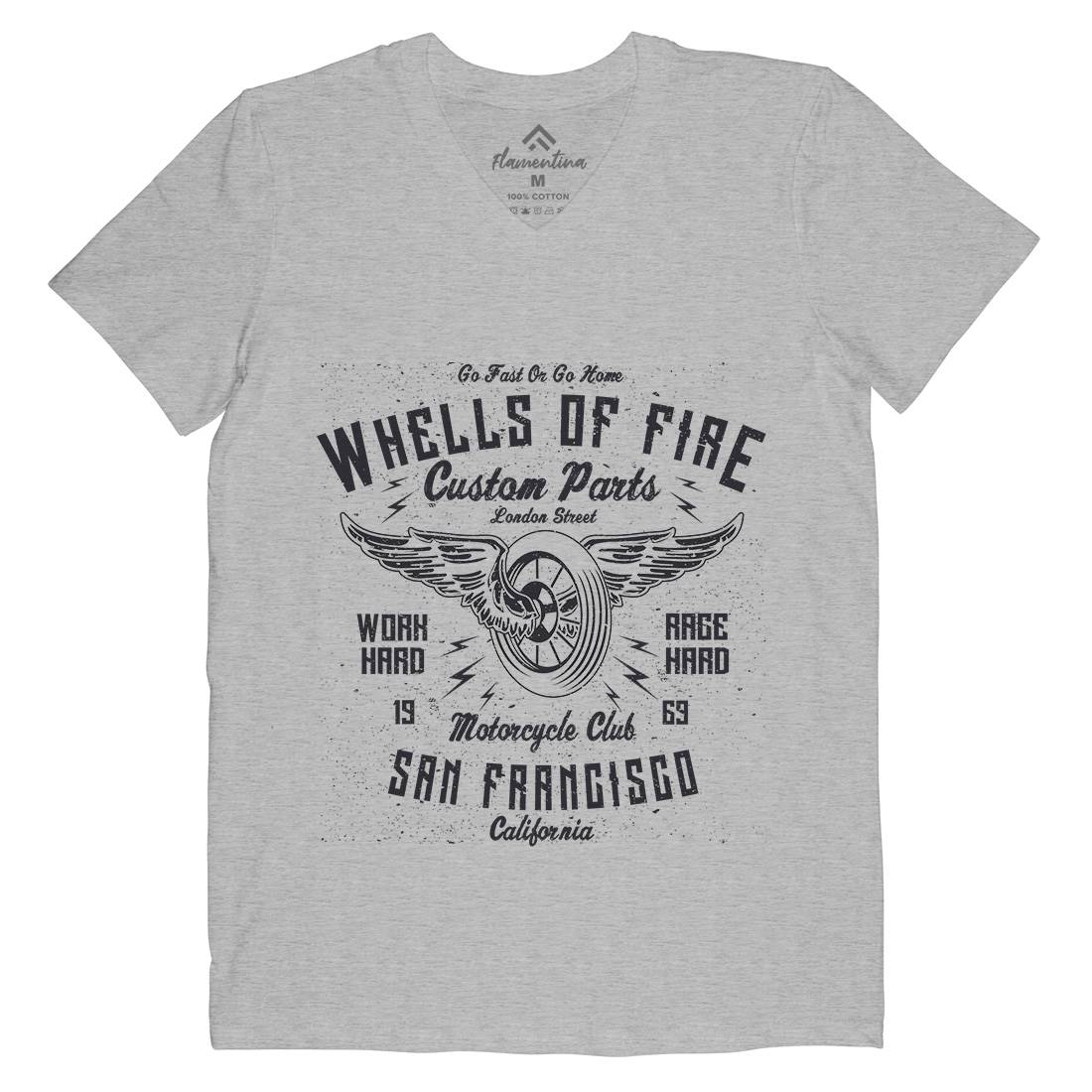 Wheels Of Fire Mens V-Neck T-Shirt Motorcycles A196
