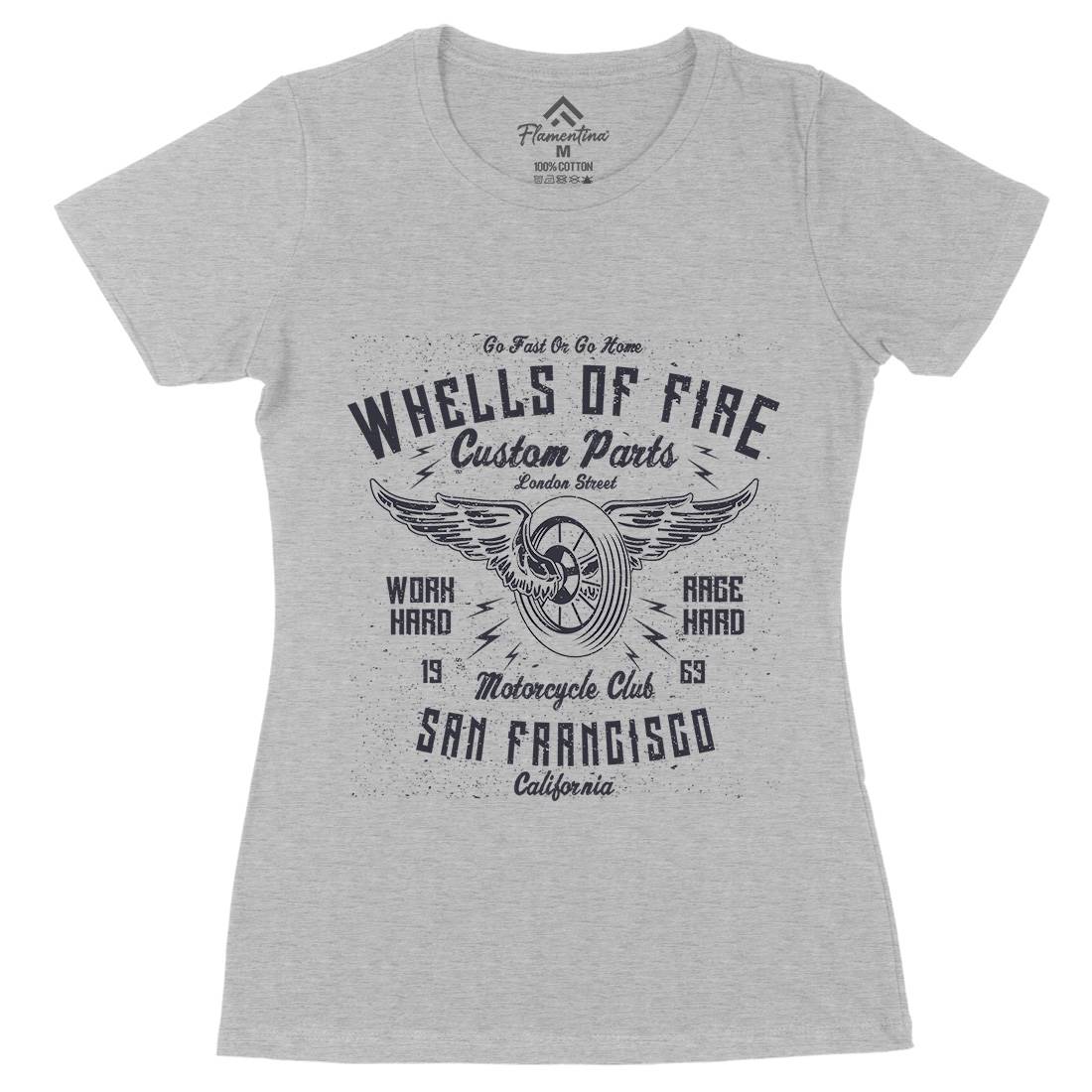 Wheels Of Fire Womens Organic Crew Neck T-Shirt Motorcycles A196