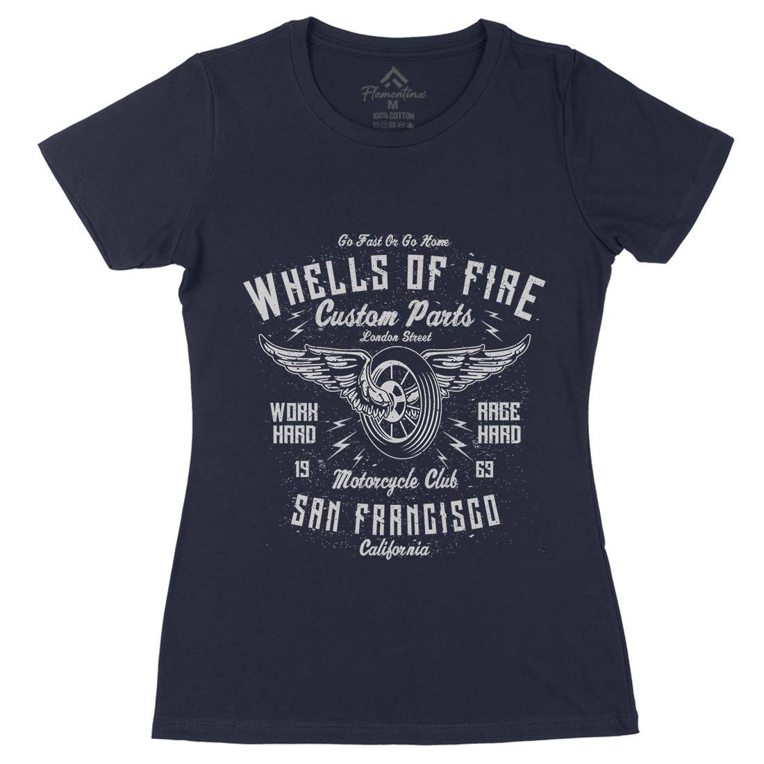 Wheels Of Fire Womens Organic Crew Neck T-Shirt Motorcycles A196