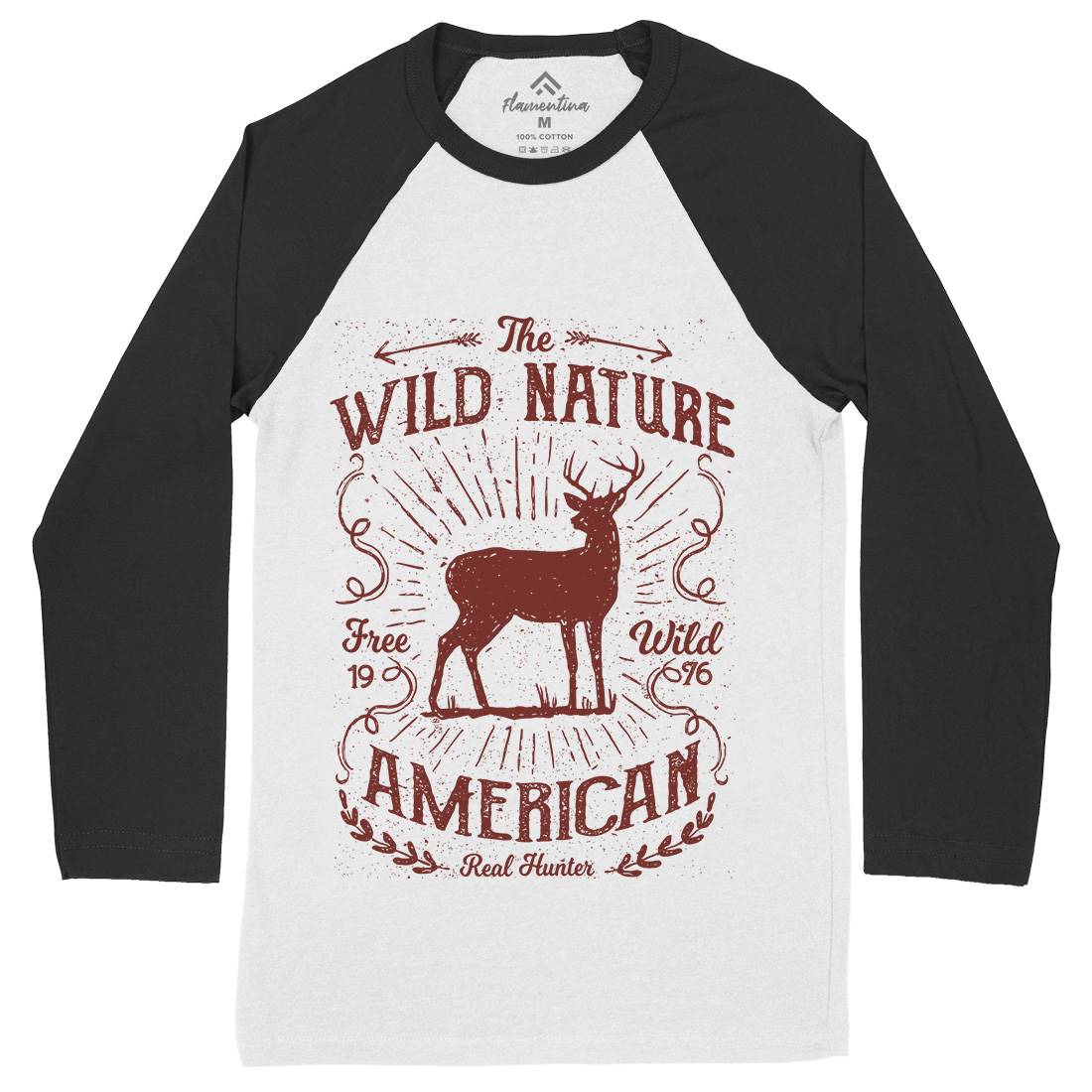 Wild Mens Long Sleeve Baseball T-Shirt Nature A197