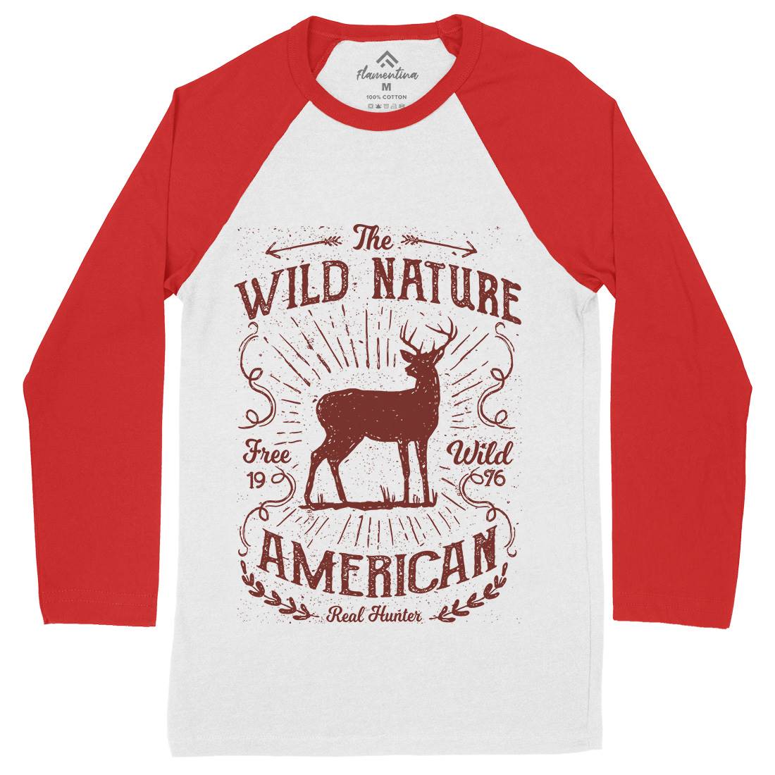 Wild Mens Long Sleeve Baseball T-Shirt Nature A197