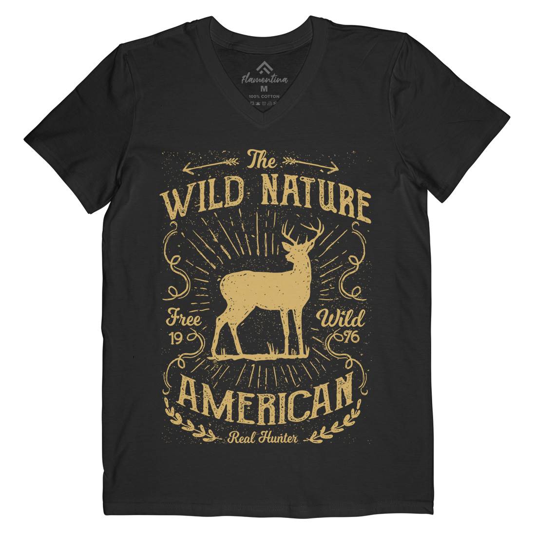 Wild Mens Organic V-Neck T-Shirt Nature A197