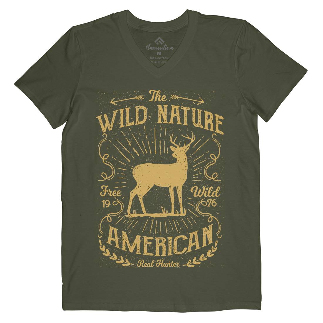 Wild Mens Organic V-Neck T-Shirt Nature A197