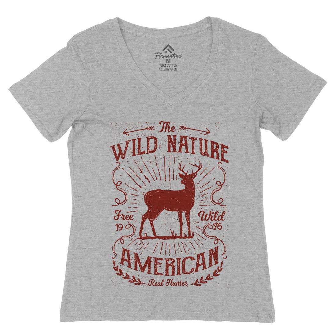 Wild Womens Organic V-Neck T-Shirt Nature A197