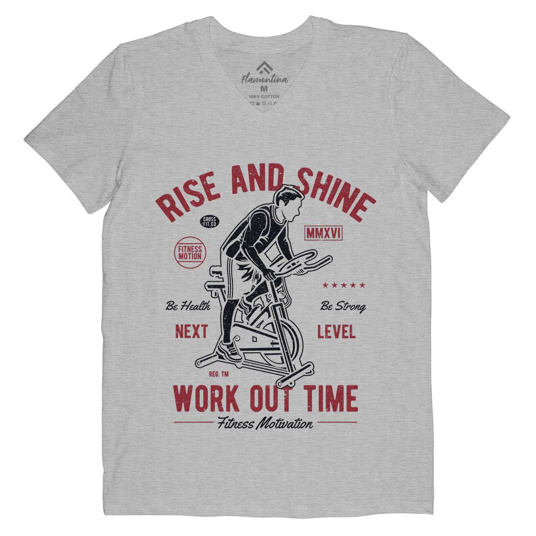 Work Out Time Mens Organic V-Neck T-Shirt Gym A199