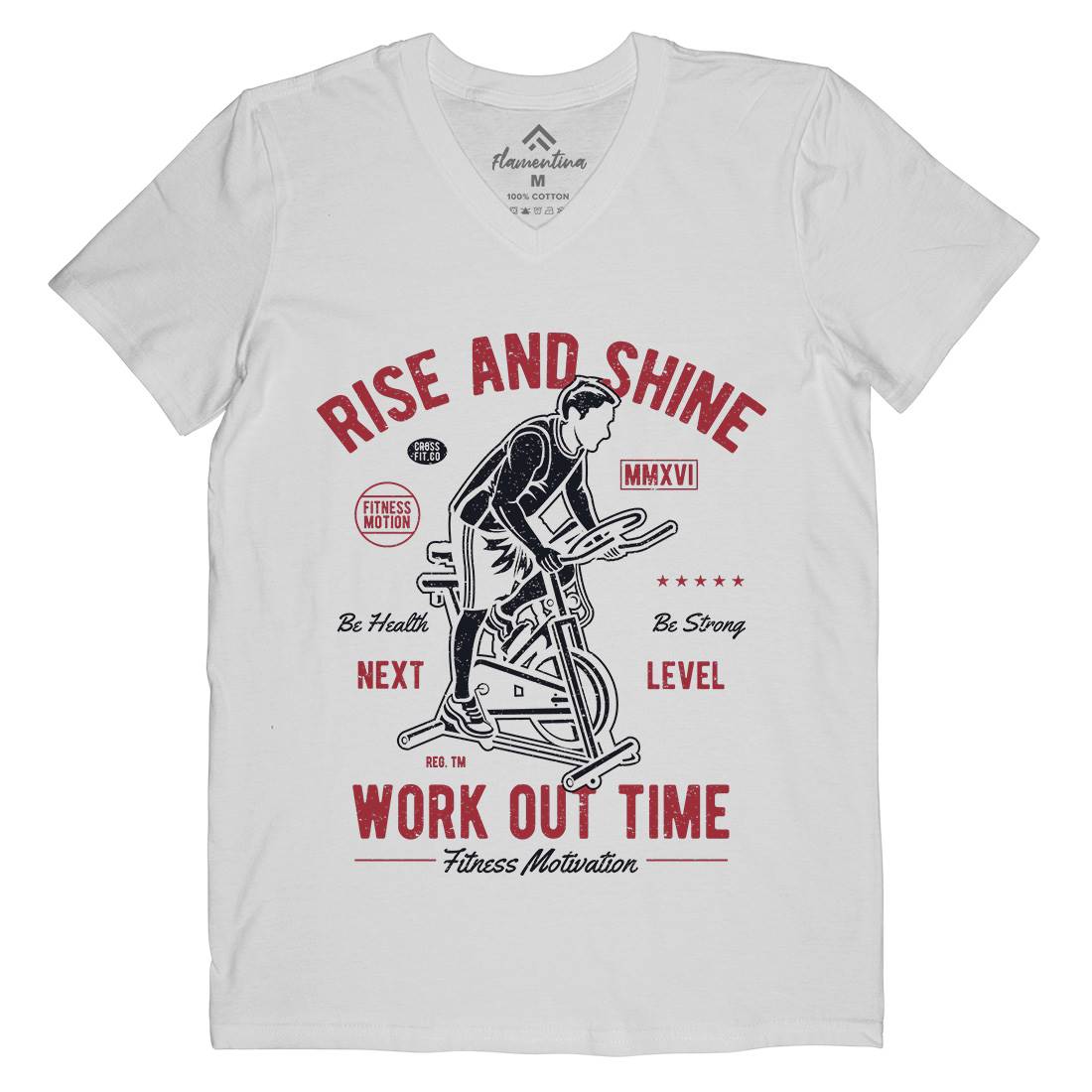 Work Out Time Mens Organic V-Neck T-Shirt Gym A199
