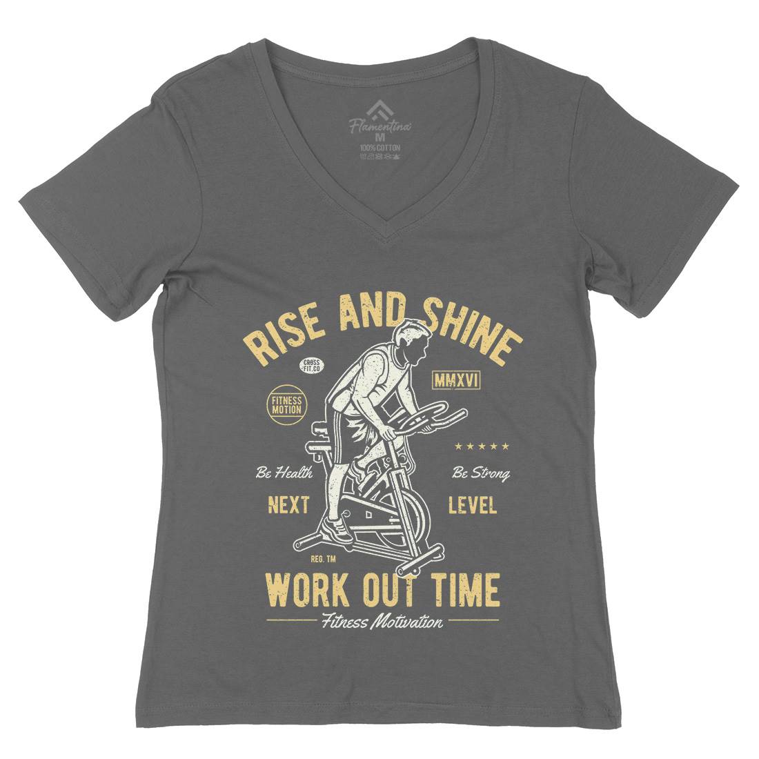 Work Out Time Womens Organic V-Neck T-Shirt Gym A199