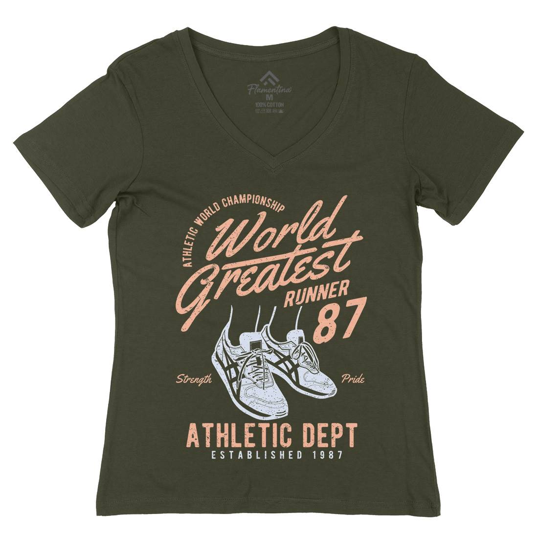 World Greatest Runner Womens Organic V-Neck T-Shirt Sport A200