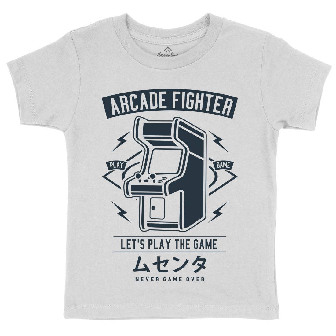 Arcade Fighter Kids Organic Crew Neck T-Shirt Geek A201