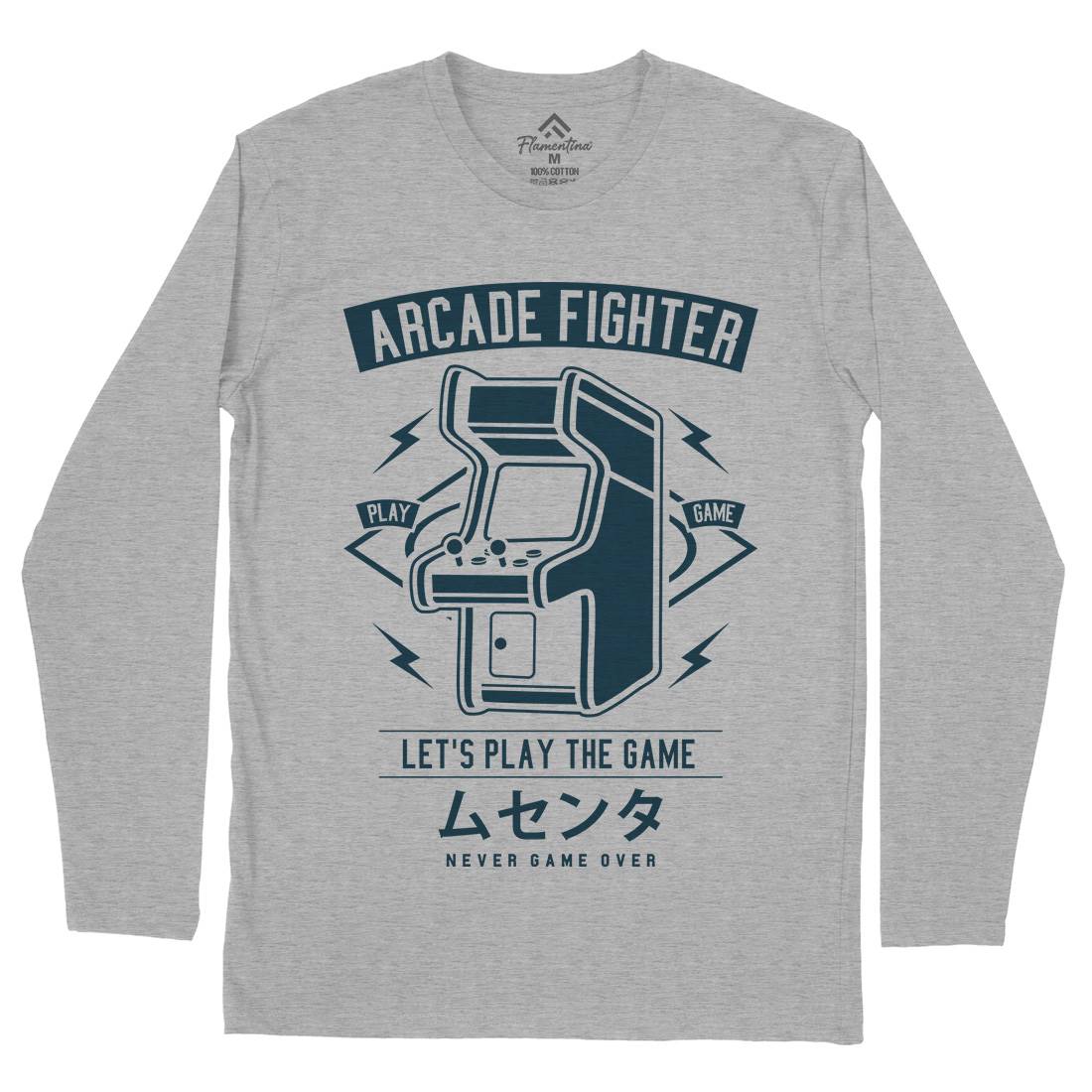 Arcade Fighter Mens Long Sleeve T-Shirt Geek A201