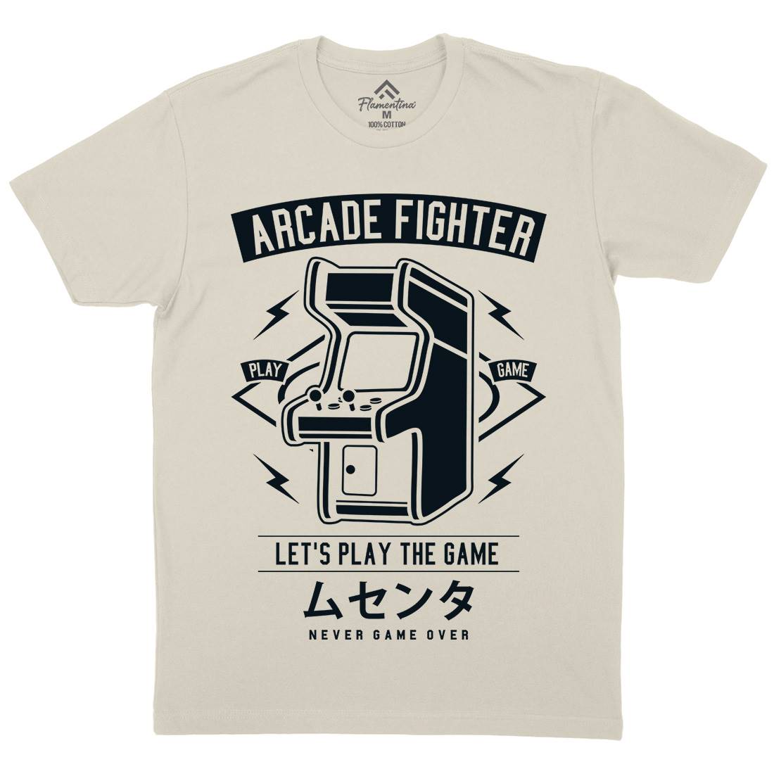 Arcade Fighter Mens Organic Crew Neck T-Shirt Geek A201
