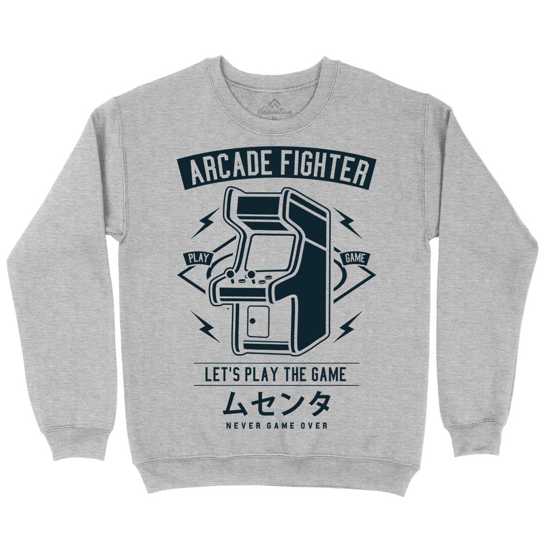 Arcade Fighter Mens Crew Neck Sweatshirt Geek A201