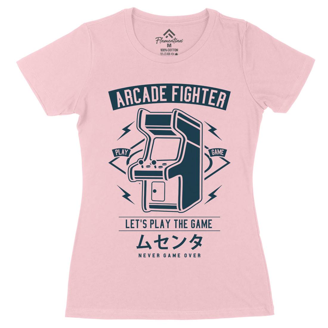 Arcade Fighter Womens Organic Crew Neck T-Shirt Geek A201