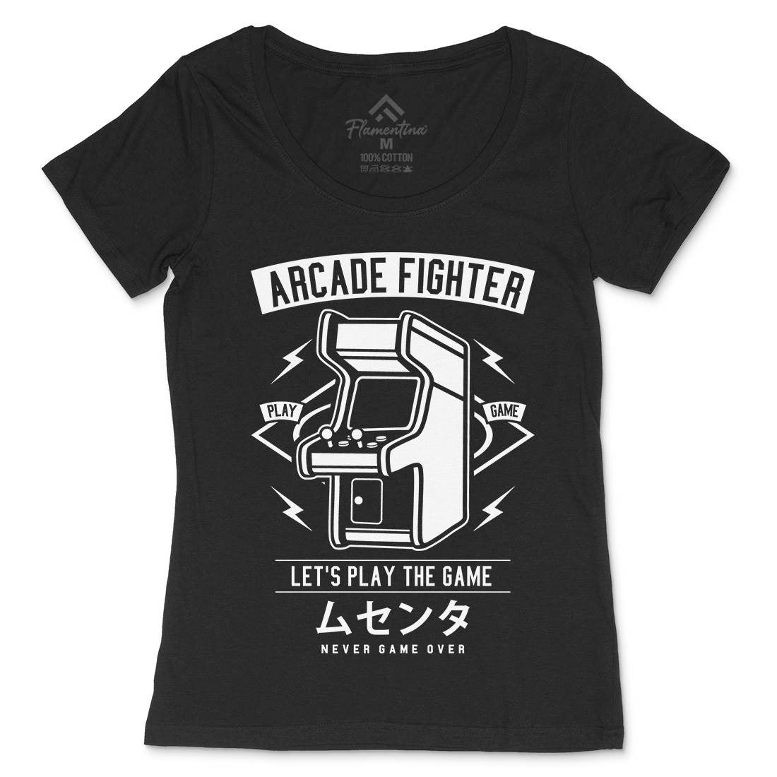 Arcade Fighter Womens Scoop Neck T-Shirt Geek A201