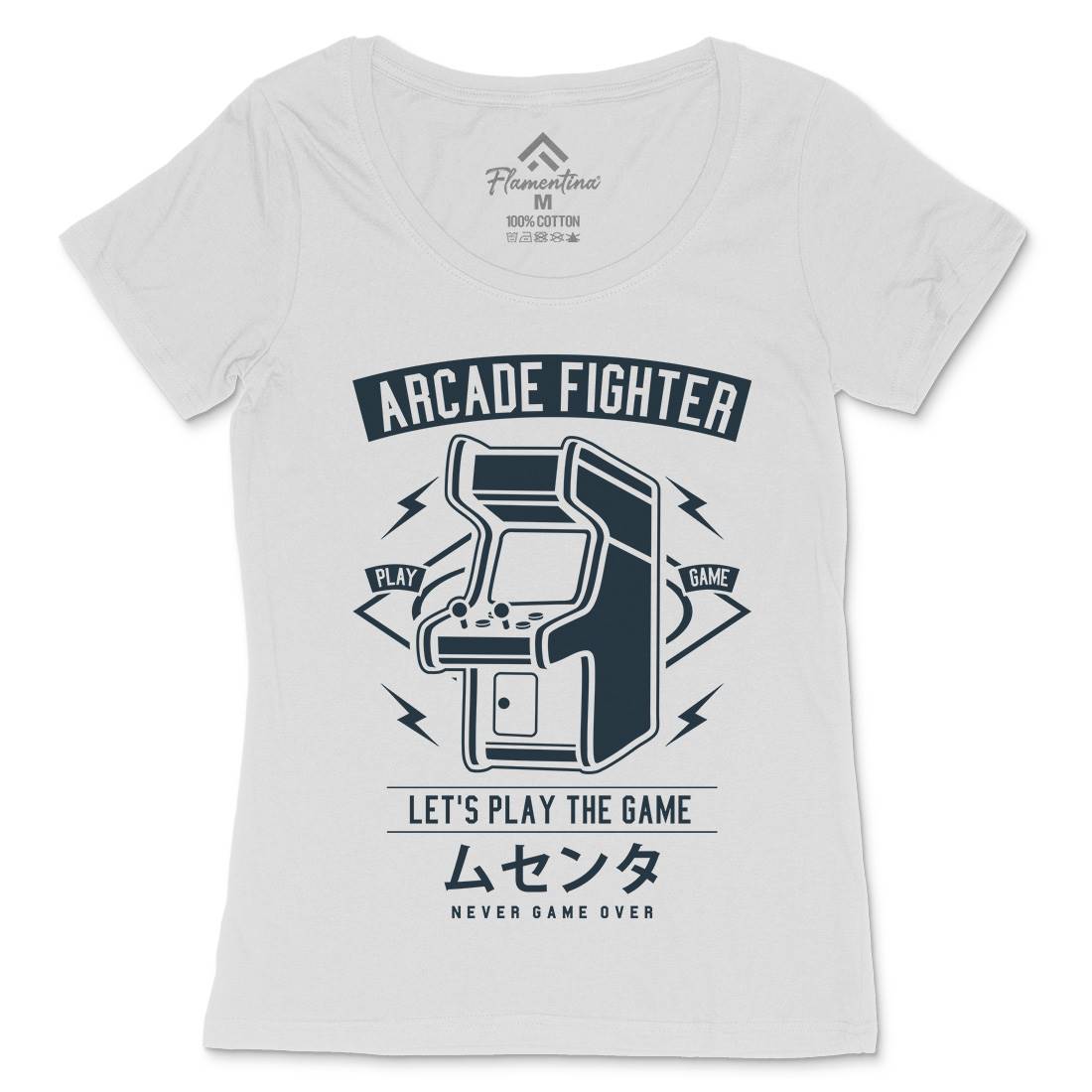 Arcade Fighter Womens Scoop Neck T-Shirt Geek A201