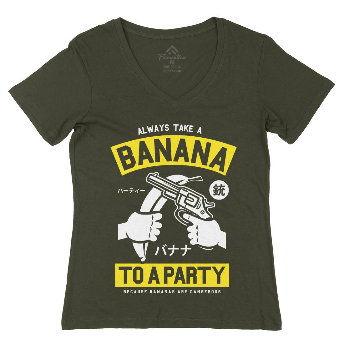 Banana Party Womens Organic V-Neck T-Shirt Geek A202