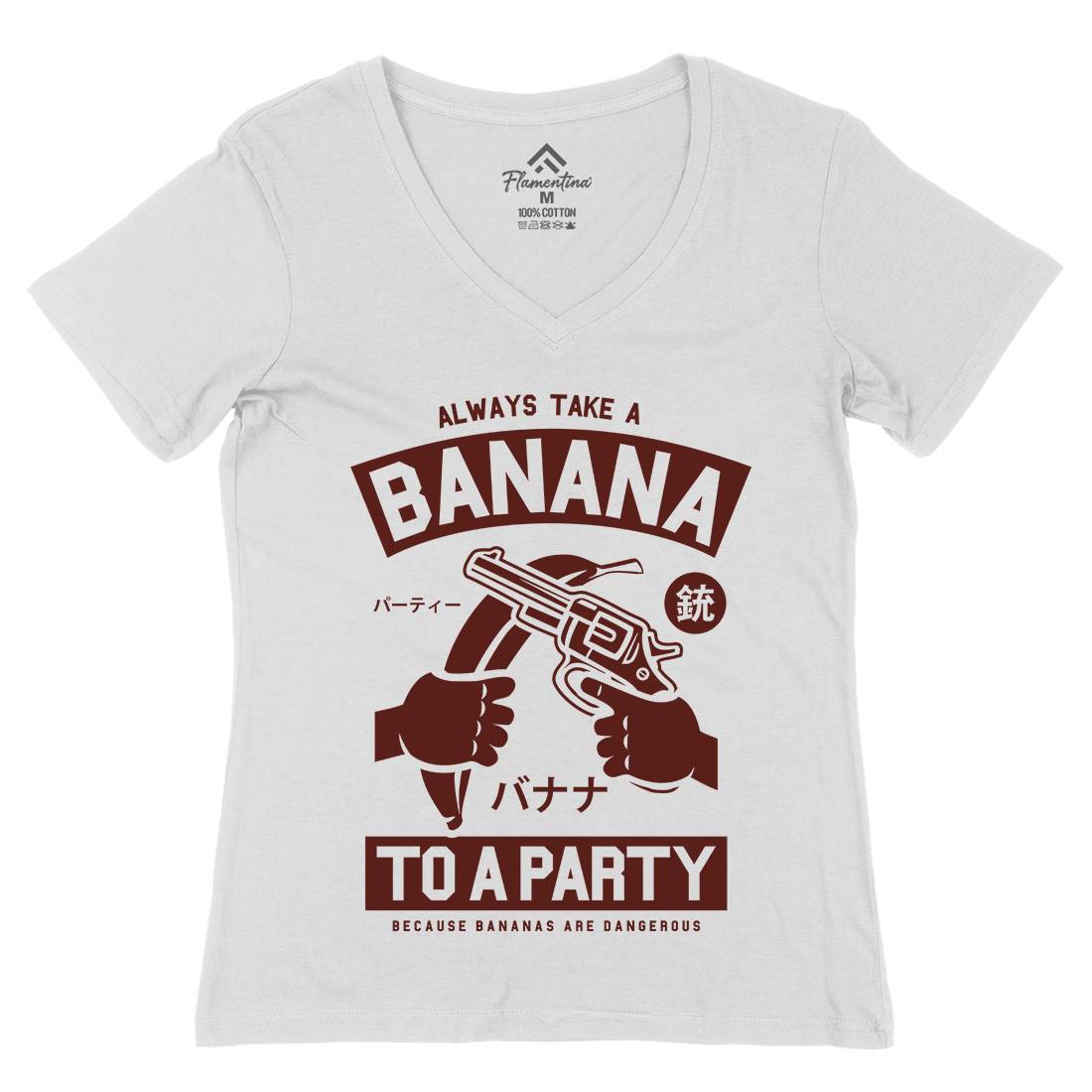 Banana Party Womens Organic V-Neck T-Shirt Geek A202