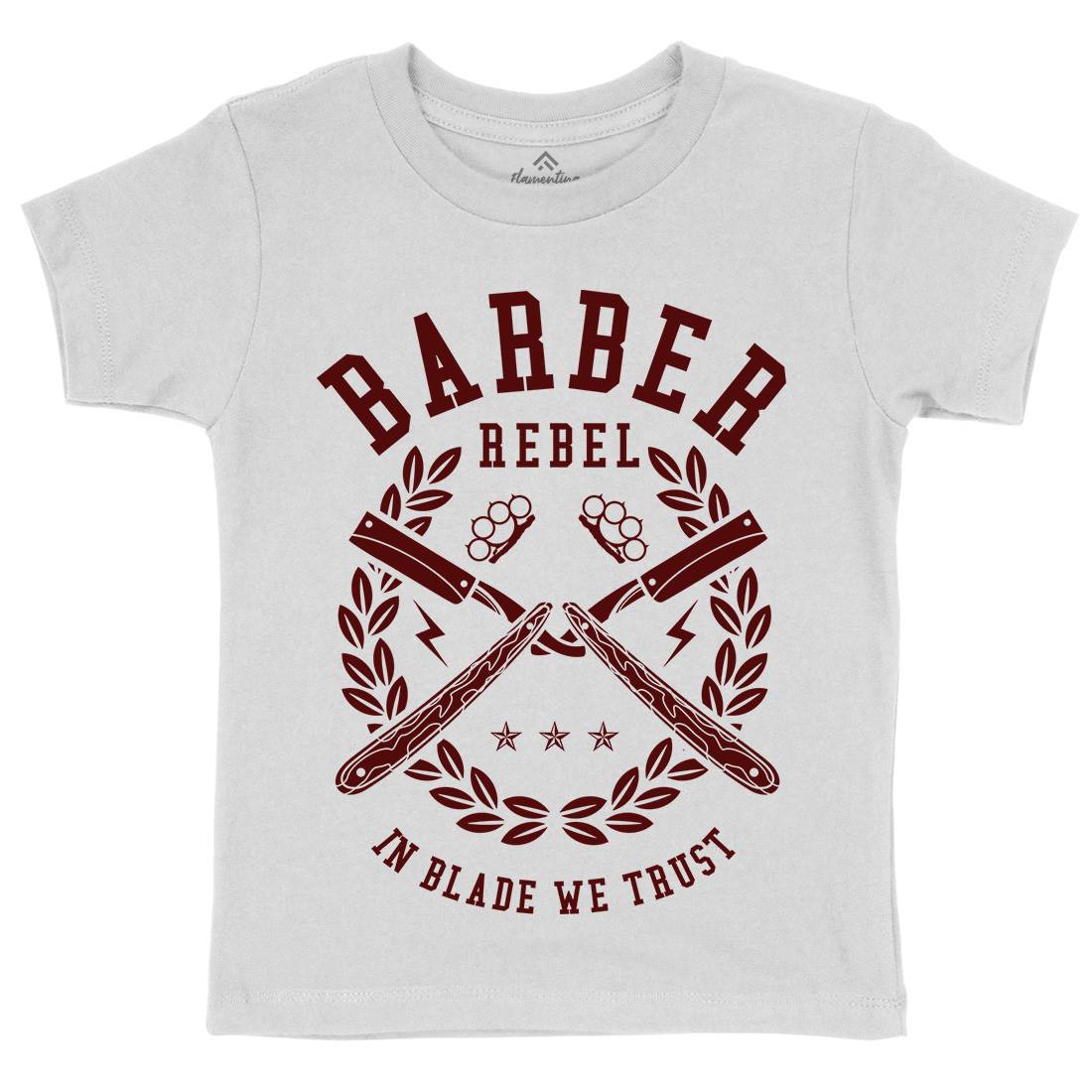 Rebel Kids Organic Crew Neck T-Shirt Barber A203