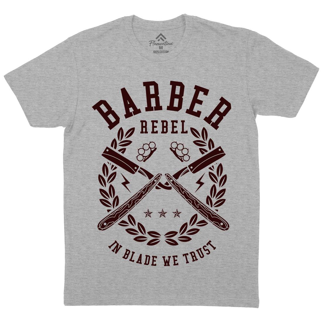 Rebel Mens Crew Neck T-Shirt Barber A203