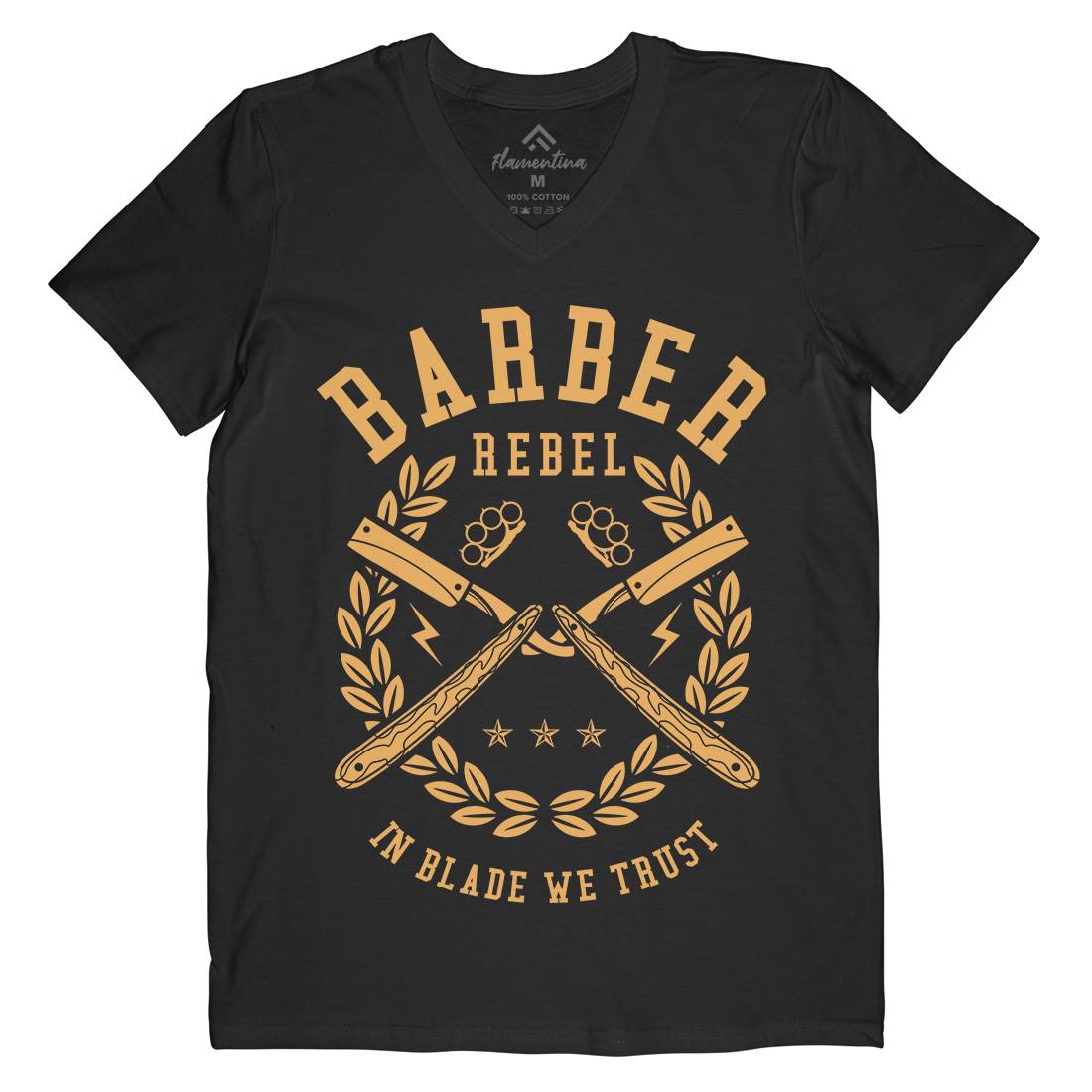 Rebel Mens V-Neck T-Shirt Barber A203