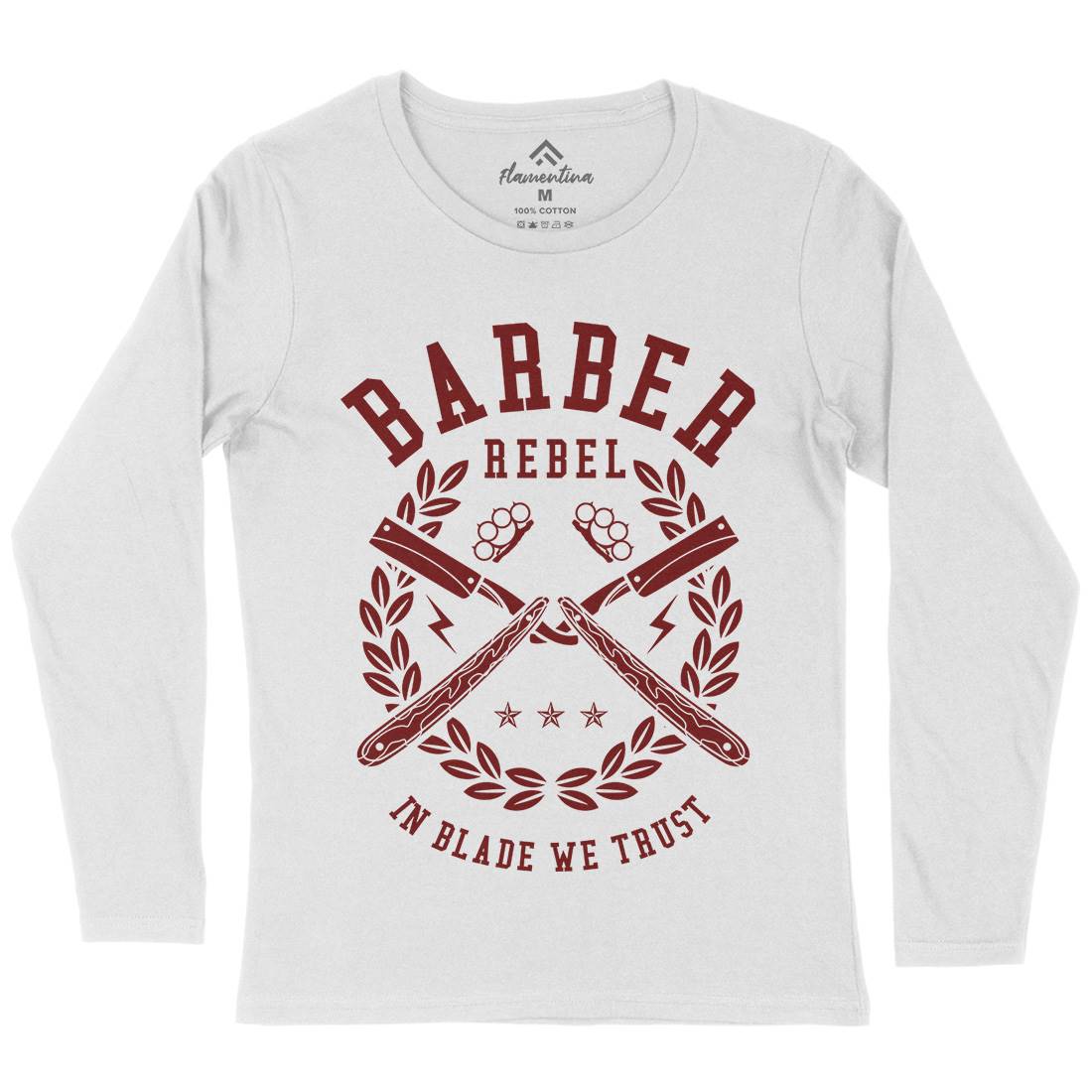Rebel Womens Long Sleeve T-Shirt Barber A203