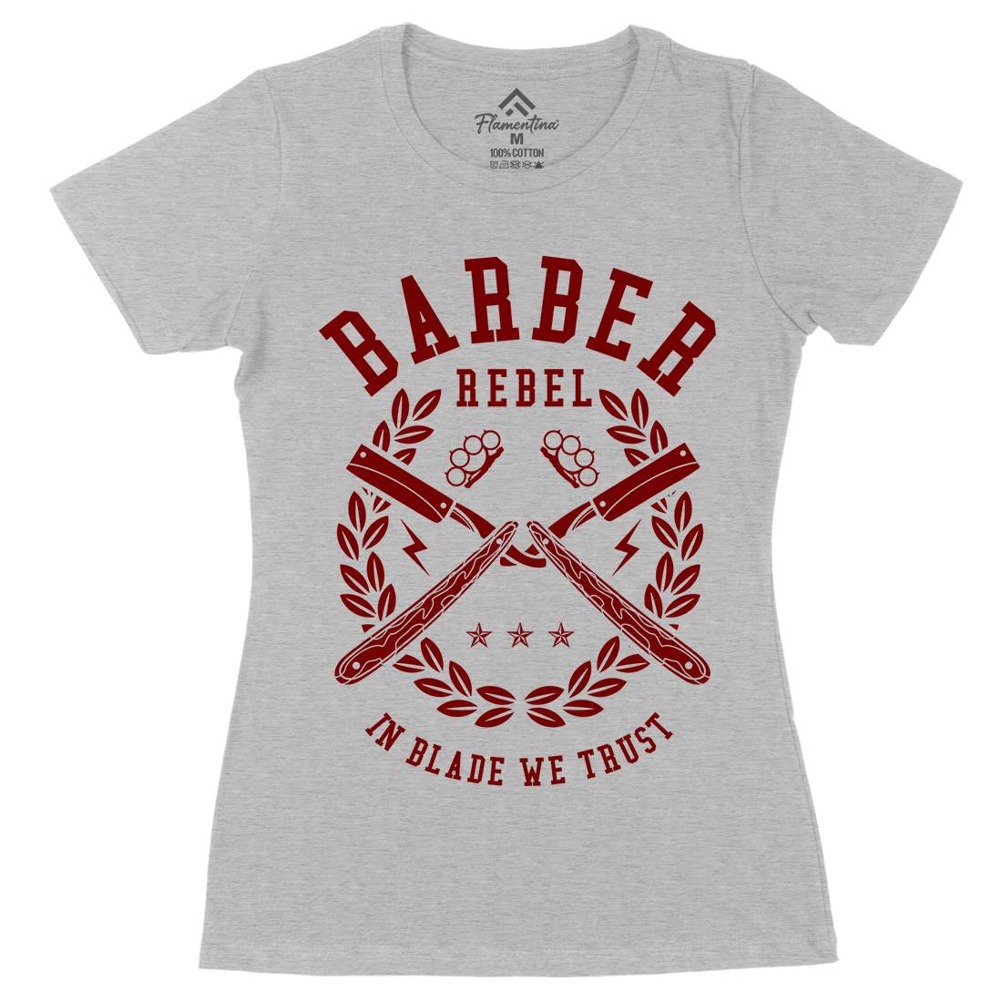 Rebel Womens Organic Crew Neck T-Shirt Barber A203