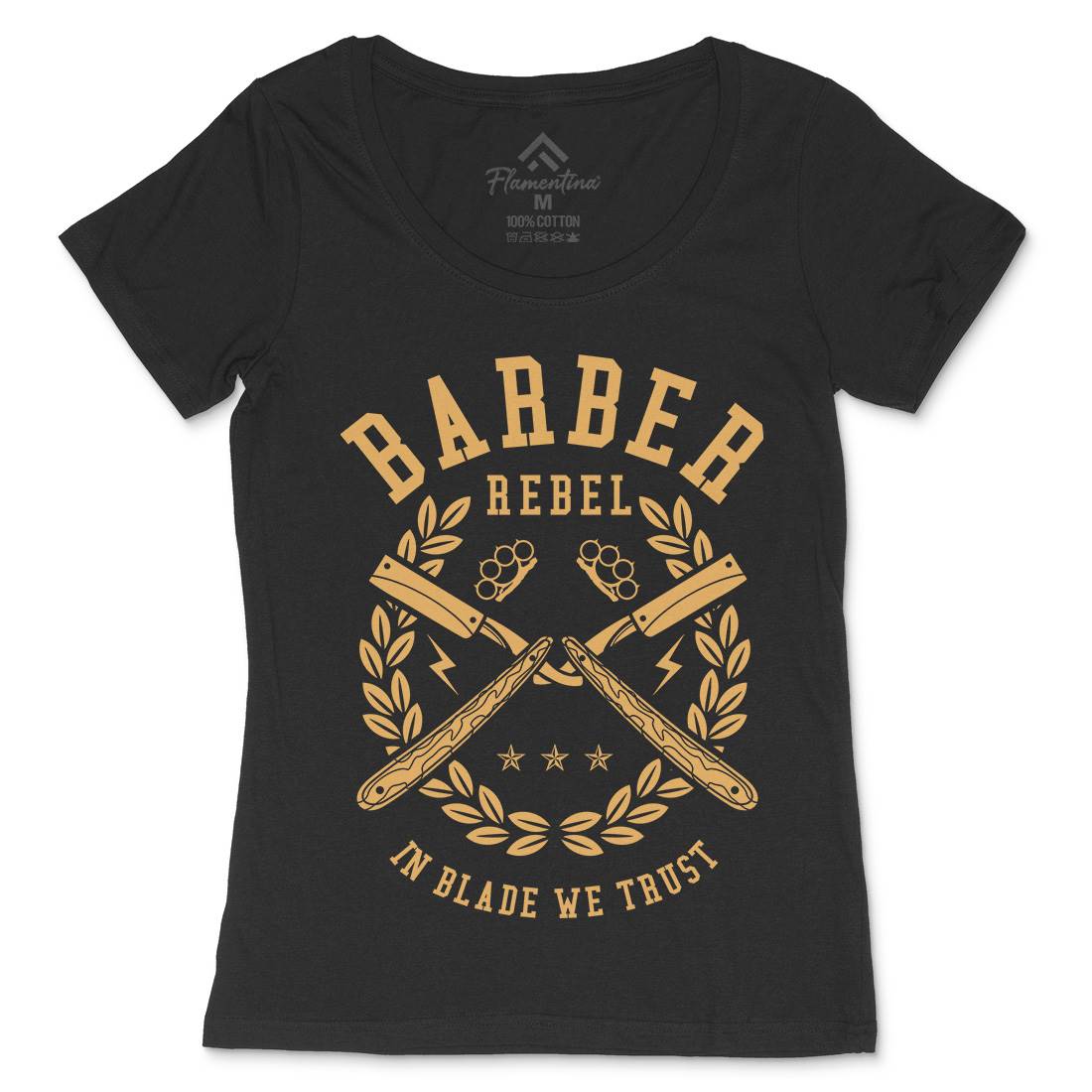 Rebel Womens Scoop Neck T-Shirt Barber A203
