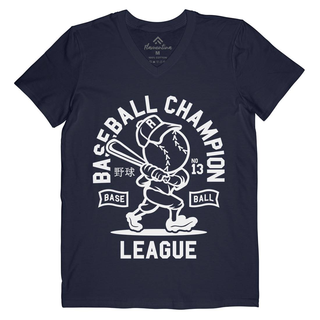 Baseball Champion Mens Organic V-Neck T-Shirt Sport A204