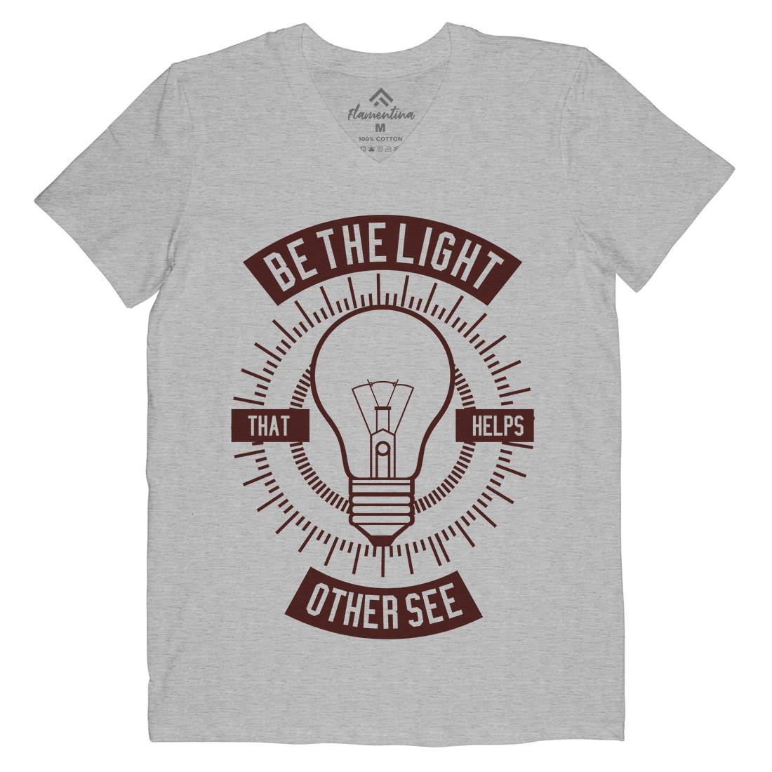 Be The Light Mens Organic V-Neck T-Shirt Quotes A206