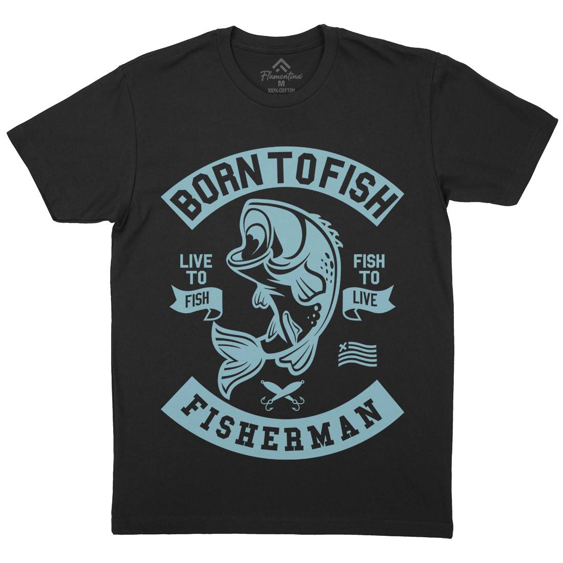 Born To Fish Mens Organic Crew Neck T-Shirt Fishing A208