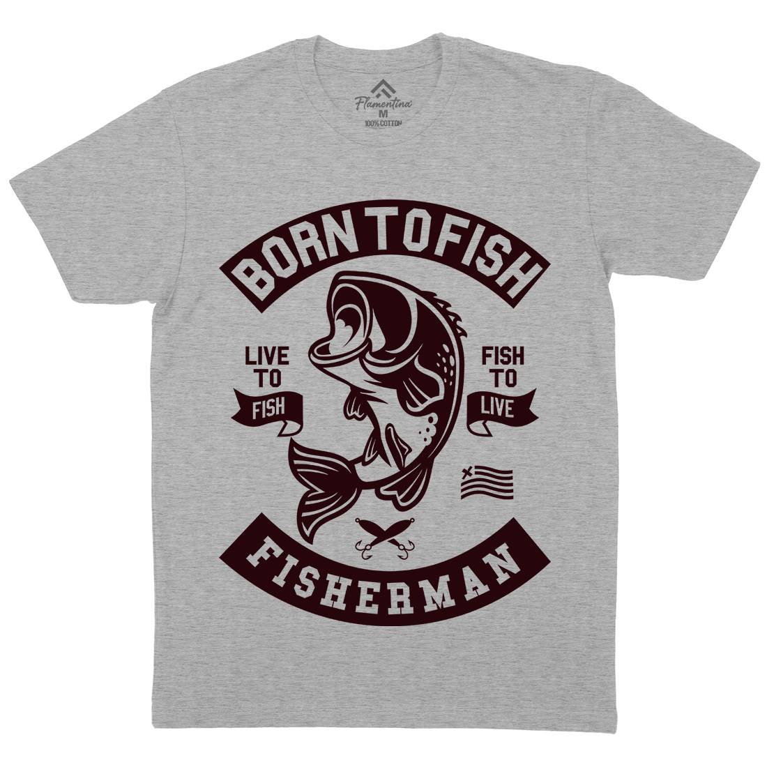 Born To Fish Mens Organic Crew Neck T-Shirt Fishing A208