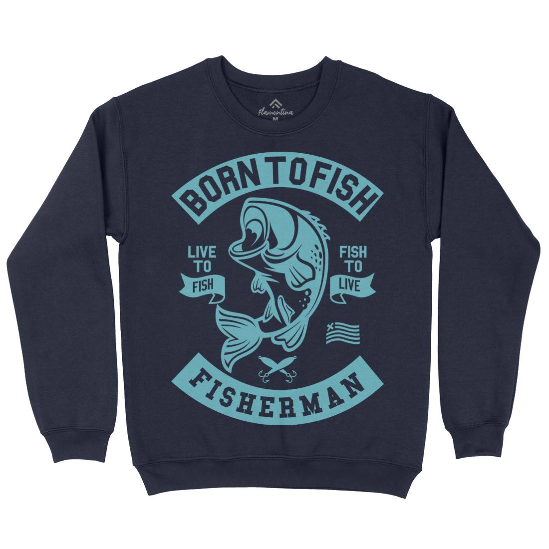 Born To Fish Mens Crew Neck Sweatshirt Fishing A208