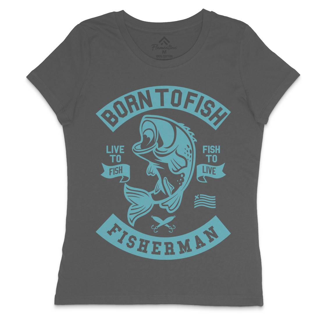 Born To Fish Womens Crew Neck T-Shirt Fishing A208