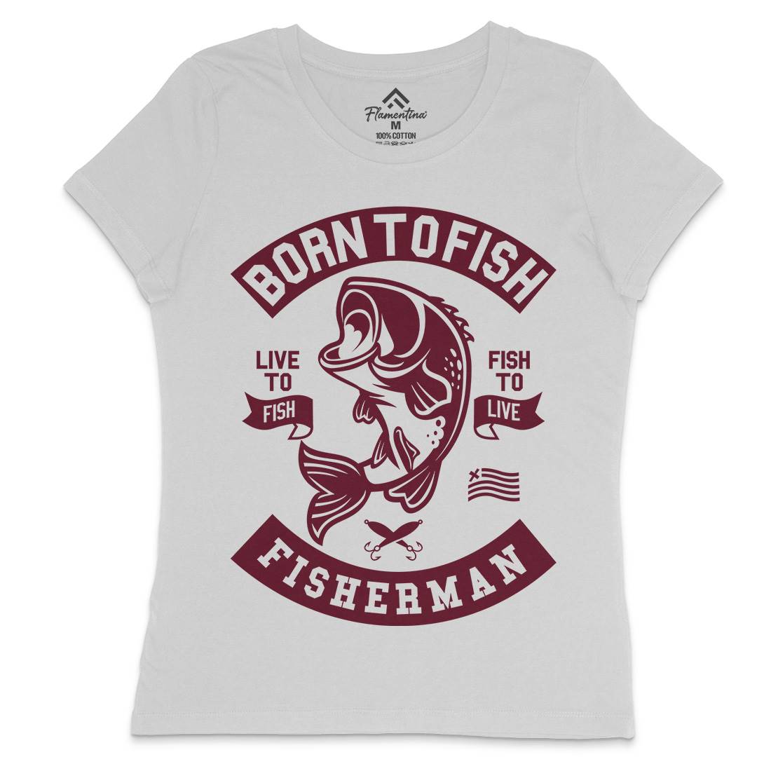 Born To Fish Womens Crew Neck T-Shirt Fishing A208