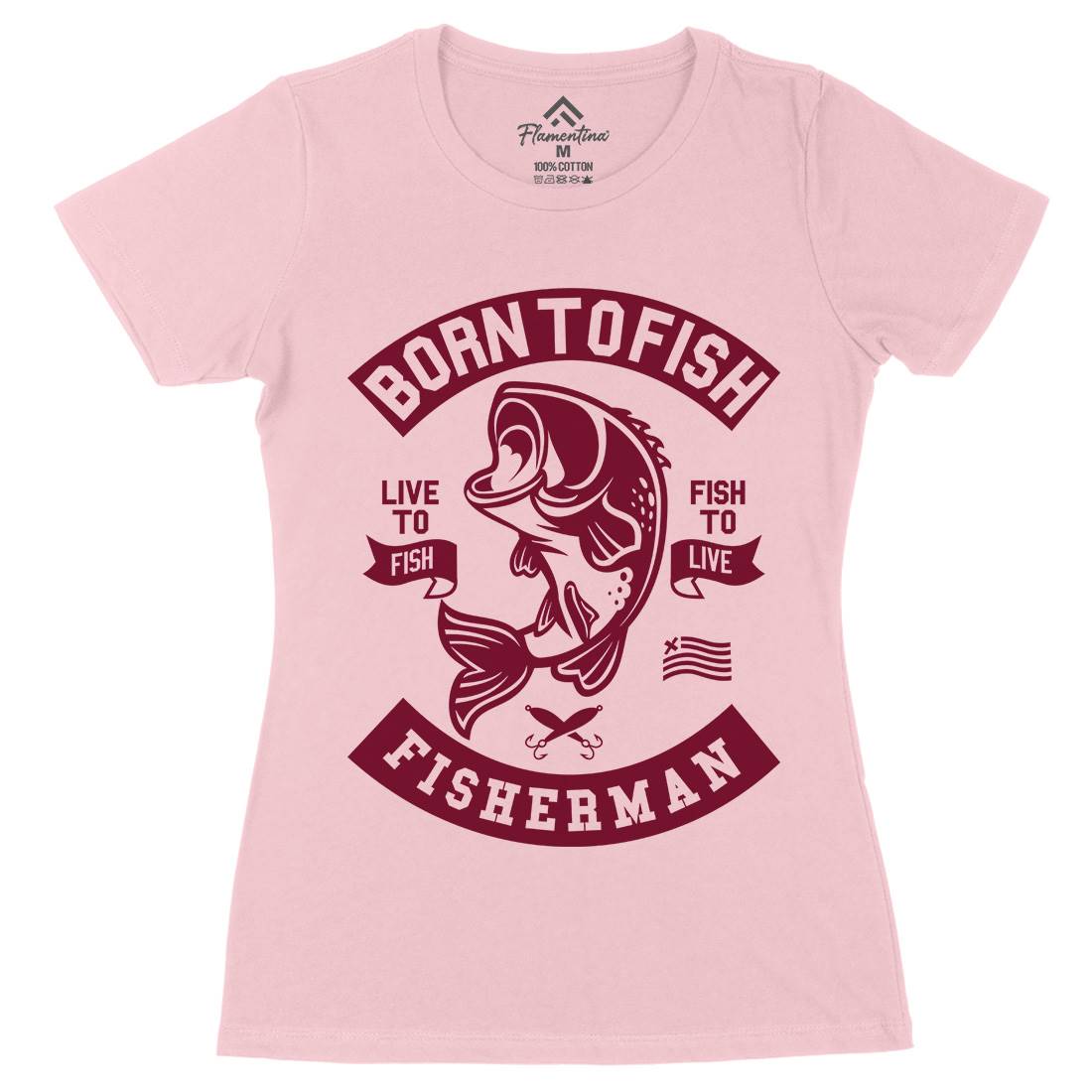 Born To Fish Womens Organic Crew Neck T-Shirt Fishing A208