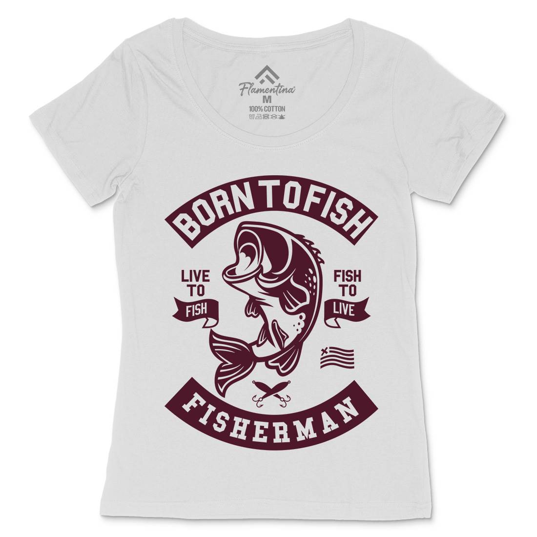 Born To Fish Womens Scoop Neck T-Shirt Fishing A208