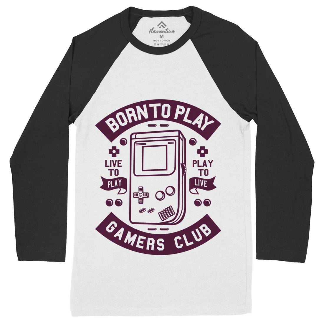 Born To Play Mens Long Sleeve Baseball T-Shirt Geek A209