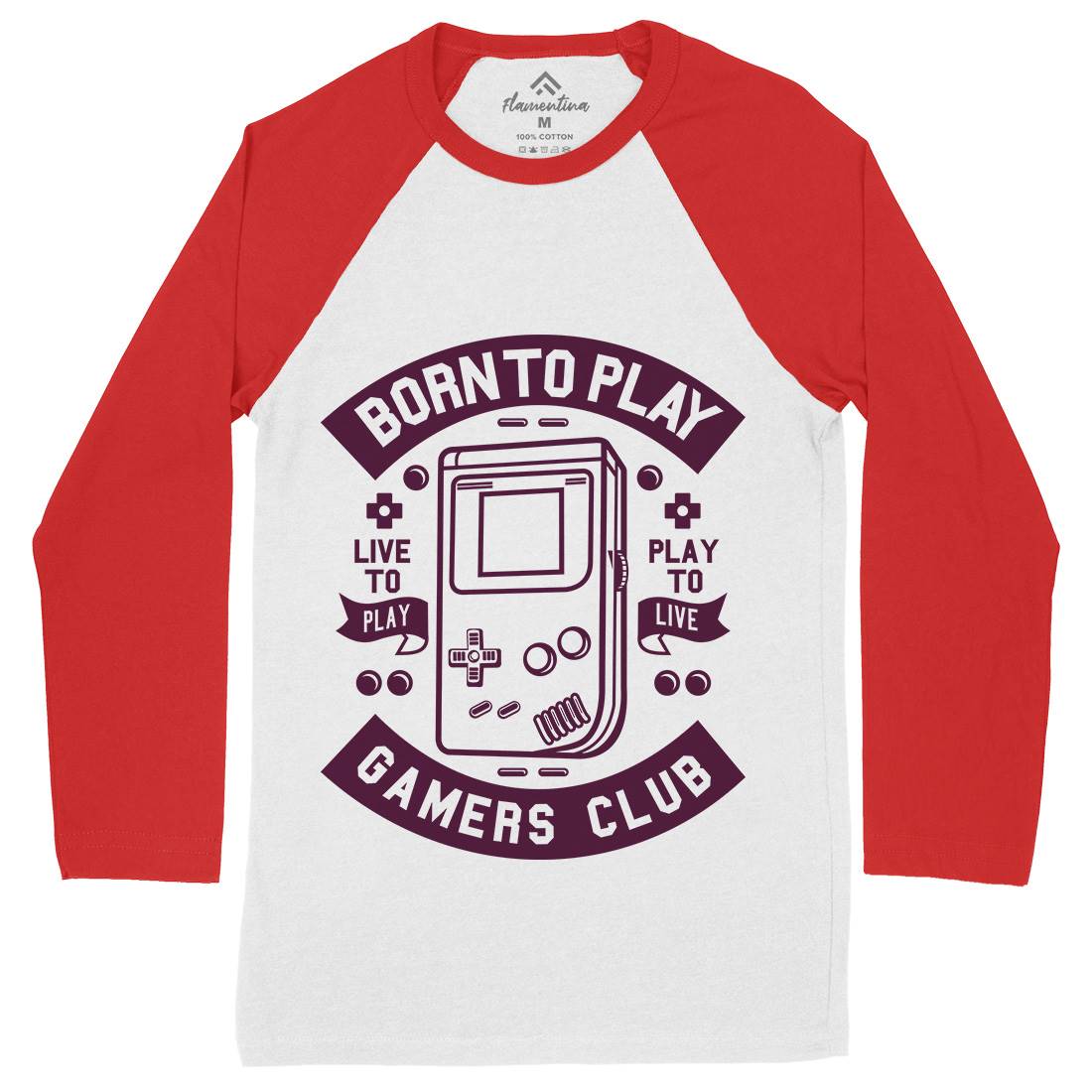 Born To Play Mens Long Sleeve Baseball T-Shirt Geek A209