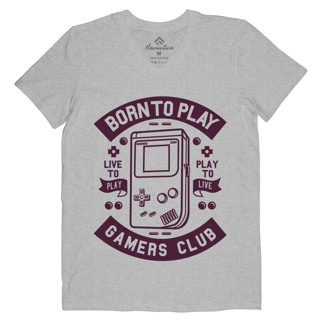 Born To Play Mens Organic V-Neck T-Shirt Geek A209