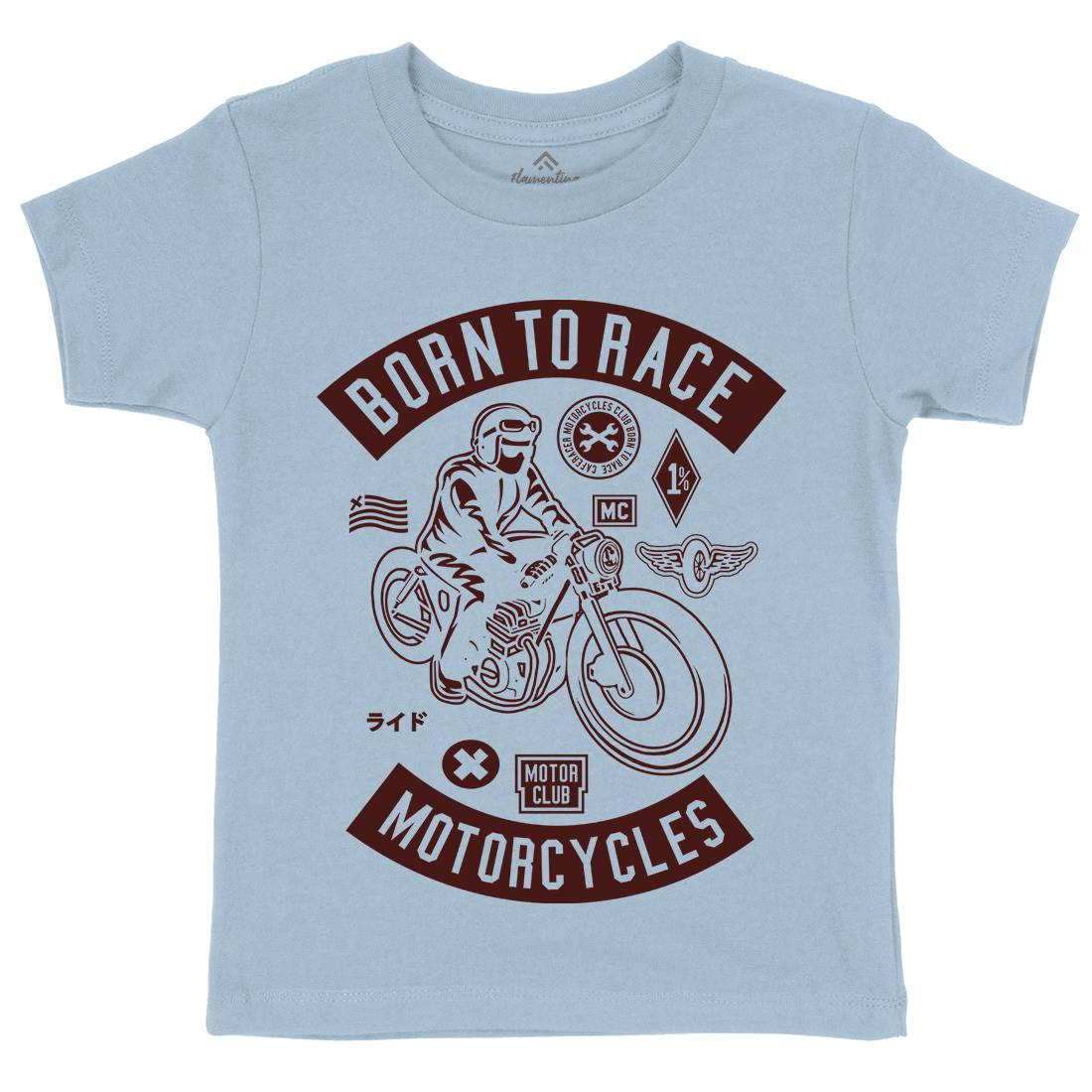 Born To Race Kids Organic Crew Neck T-Shirt Motorcycles A210