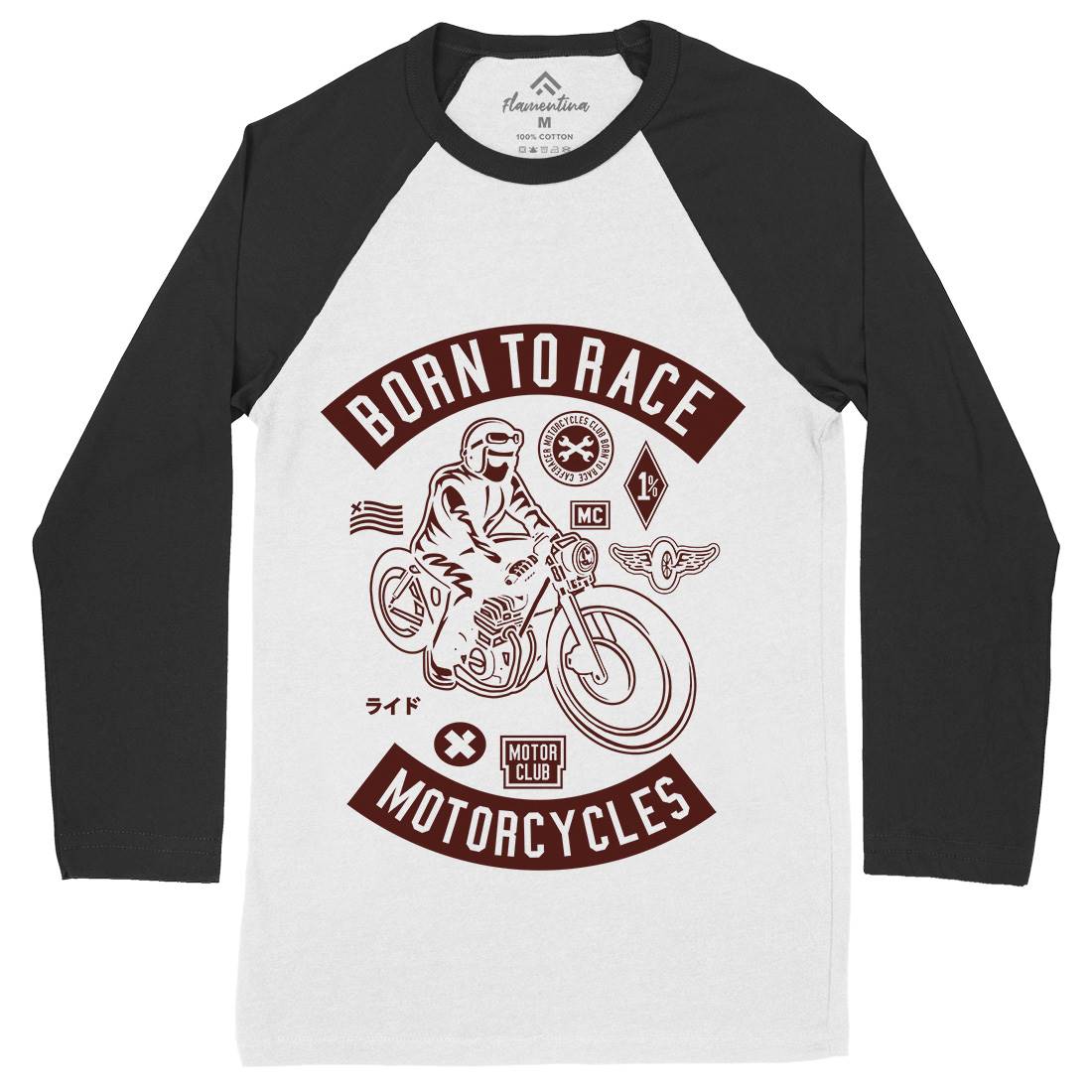 Born To Race Mens Long Sleeve Baseball T-Shirt Motorcycles A210