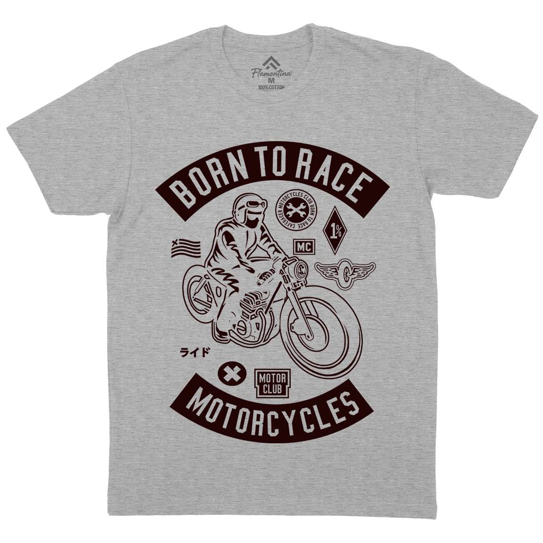 Born To Race Mens Organic Crew Neck T-Shirt Motorcycles A210