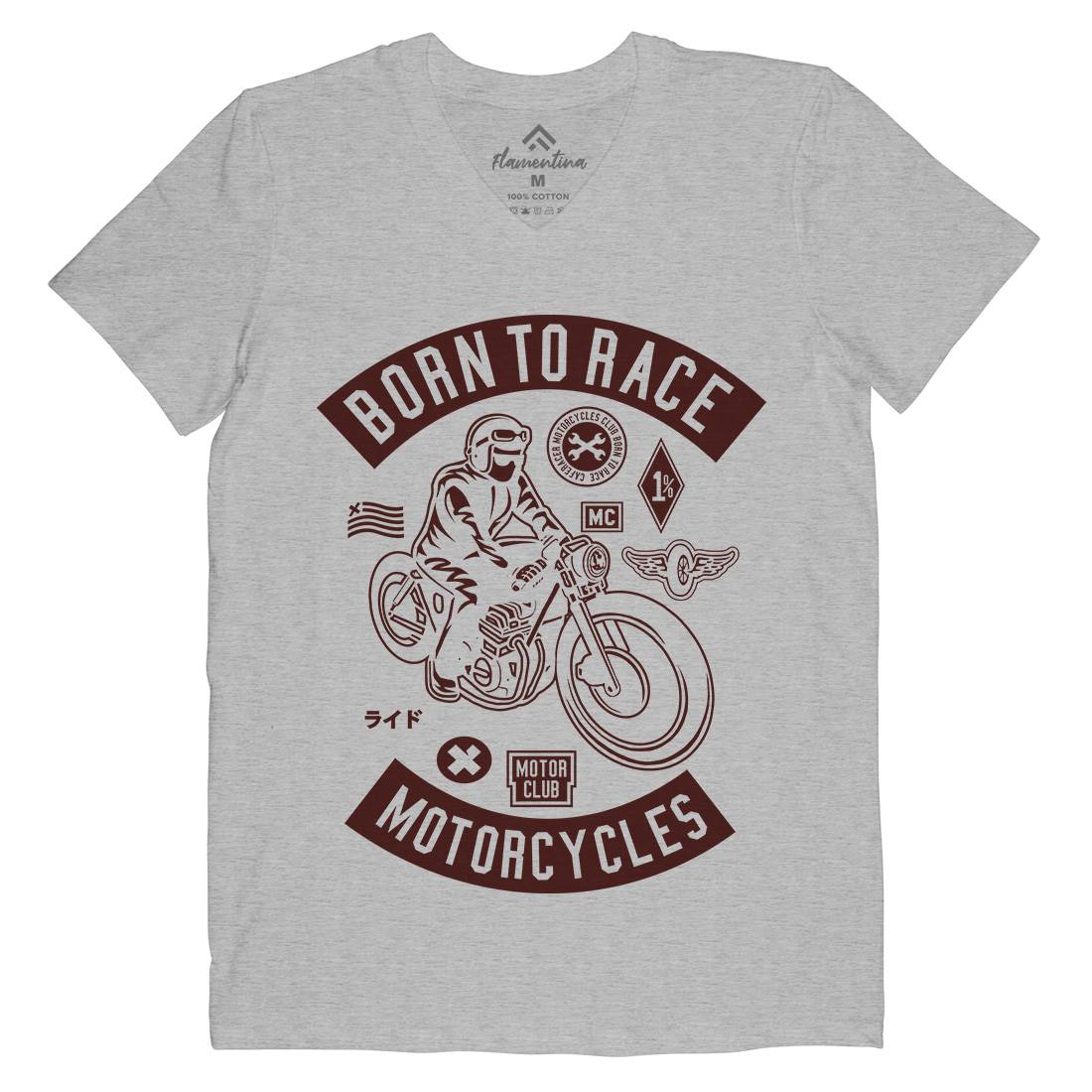 Born To Race Mens Organic V-Neck T-Shirt Motorcycles A210